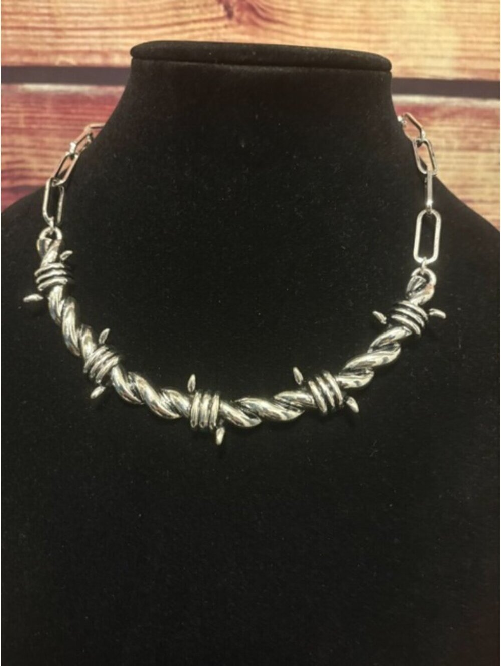 Tipi Western Barbed Wire Silver Tone Statement Necklace NWT